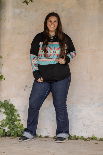 Turquoise Aztec Sunset Top