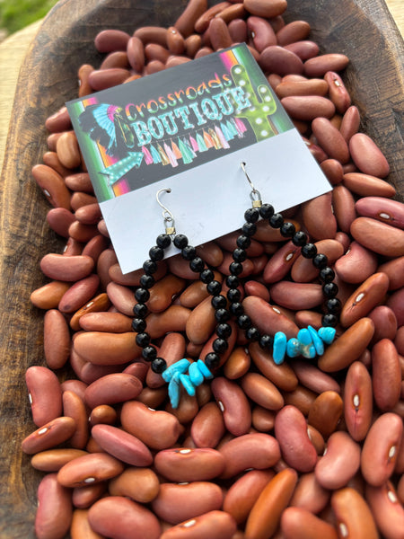 Onyx & Turquiose Beaded Earrings