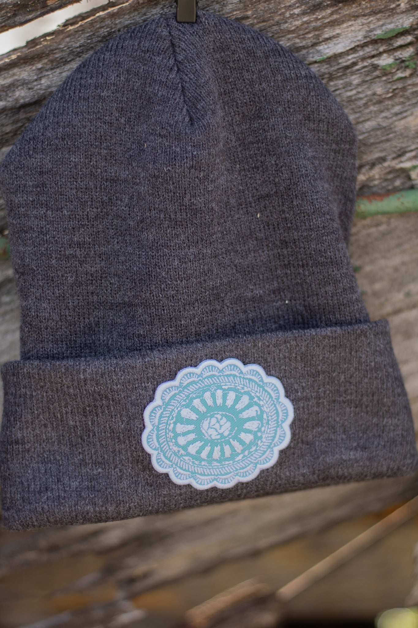 Charcoal Turquoise Conch Beanie