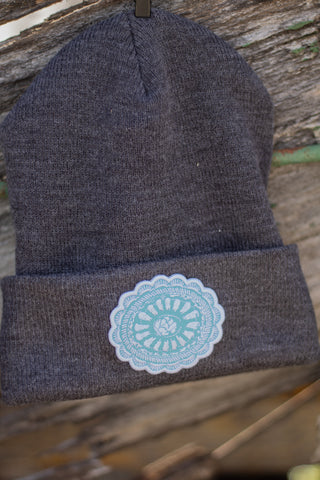 Charcoal Turquoise Conch Beanie