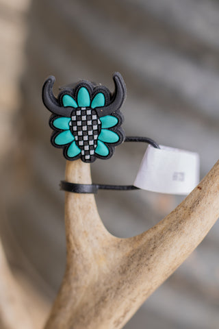 Checkered Skull Straw Topper