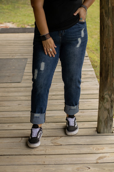 Dark Wash High Rise Boyfriend Jeans