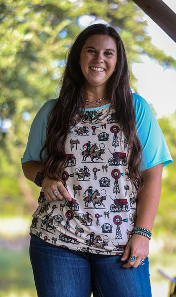 Western Cowboy Printed Top