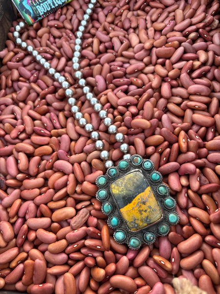 Tibet Bumble Bee & Genuine Turquoise Necklace