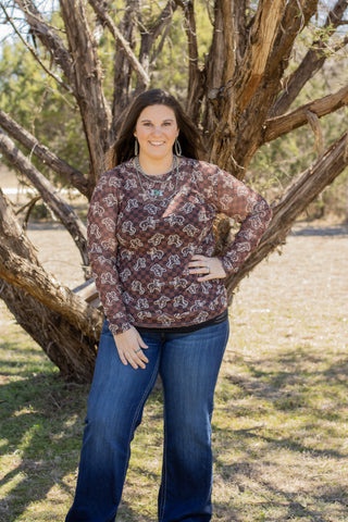 Checkered Bronc Mesh Top