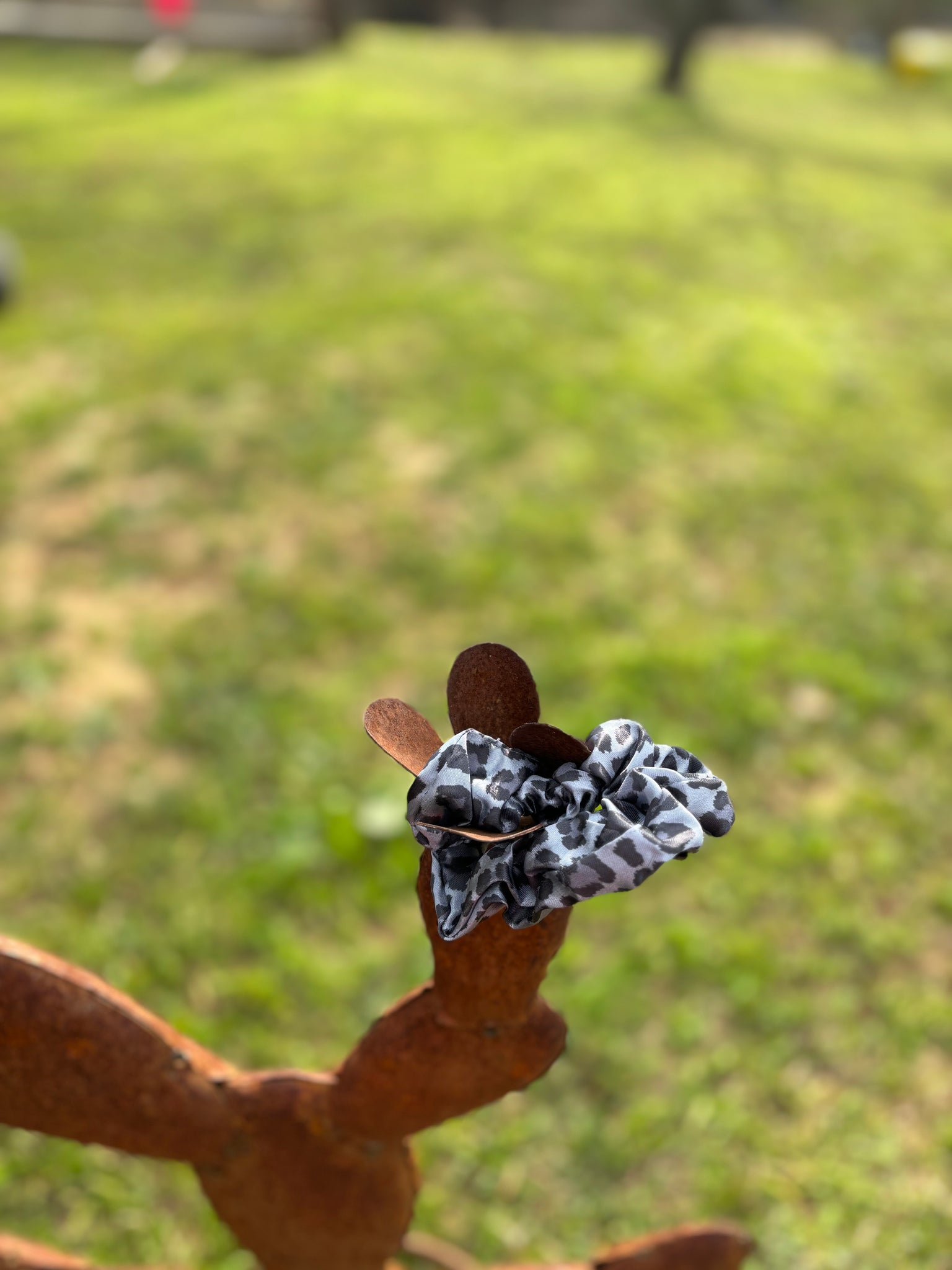 Grey Leopard Scrunchie