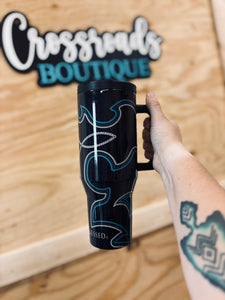Black Turquoise Bootstich Tumbler