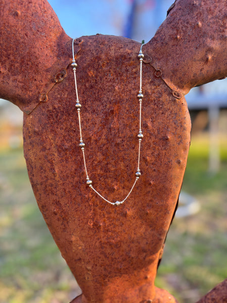 Liquid Silver & 5MM Pearl Necklace