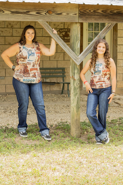 Western Printed Sleeveless Tank Top