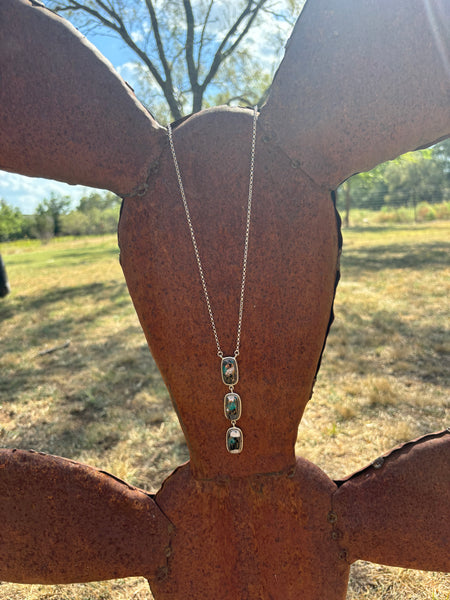 White Buffalo & Turquoise Lariat Necklace