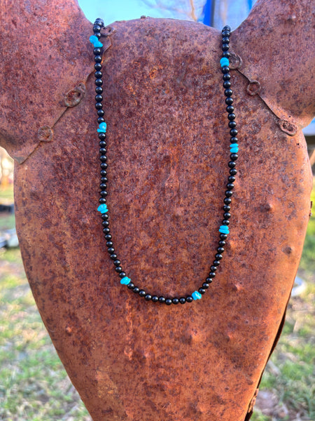 Onyx & Turquoise Beaded Necklace