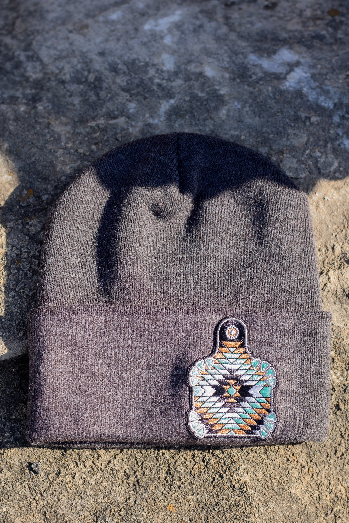 Geo Aztec Charcoal Cattletag Beanie