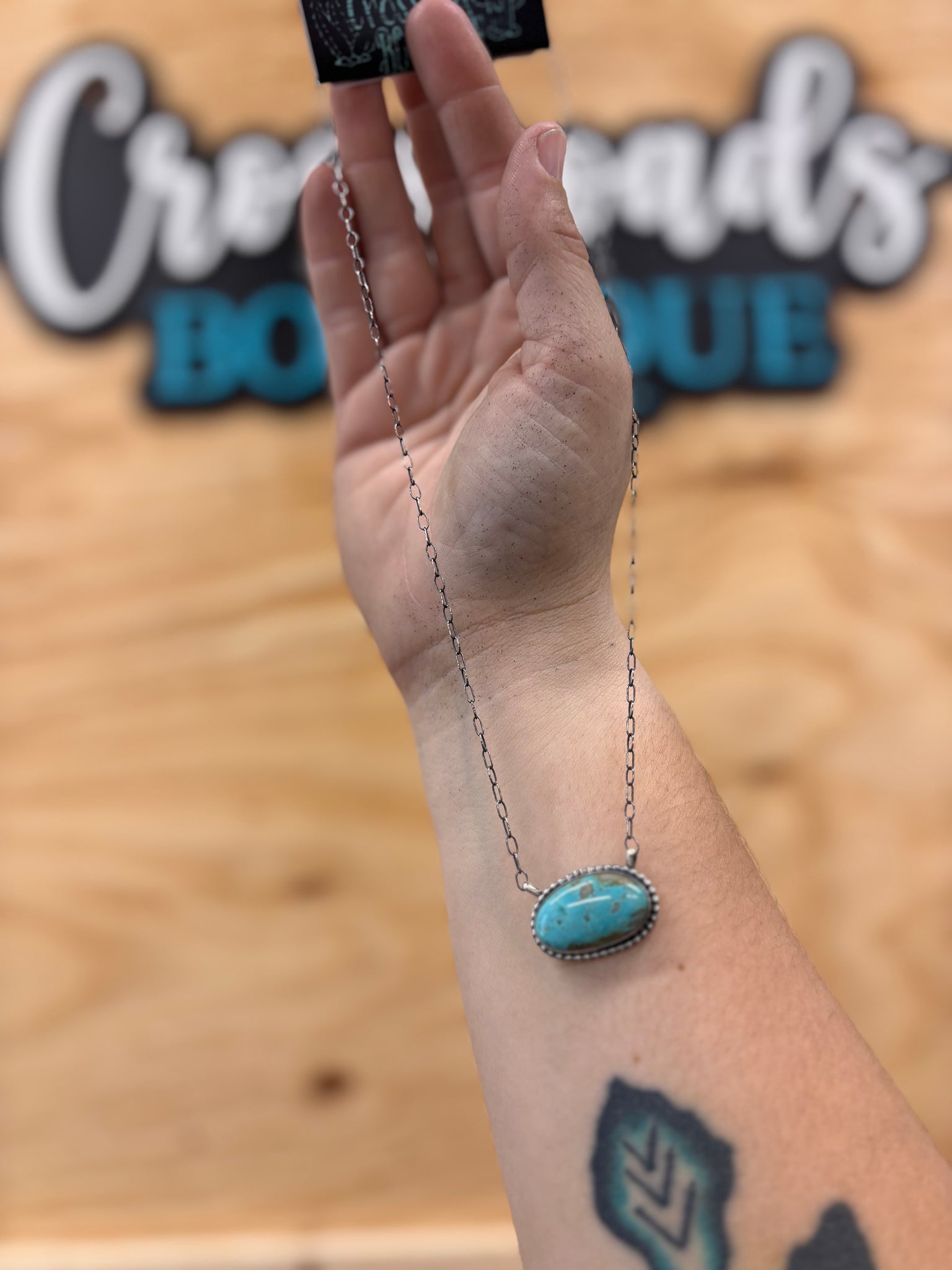 Navajo Kingman Oval Bar Necklace by Scott Skeets