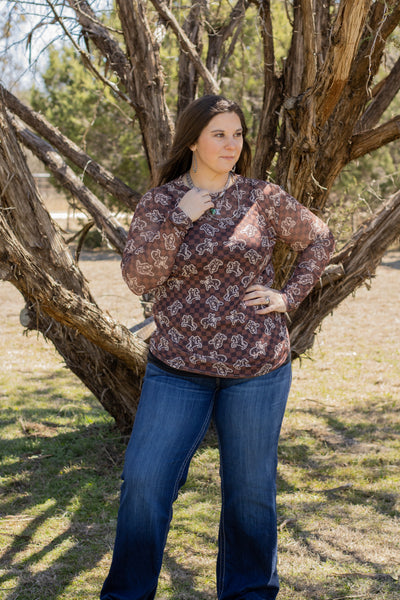 Checkered Bronc Mesh Top