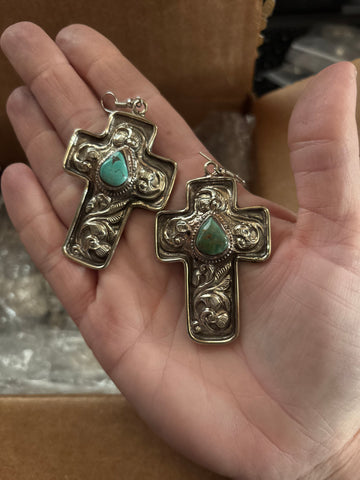 Tibet Skinny Cross Earrings