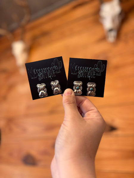 Sterling Silver Butterfly Conch Stud with Turquiose