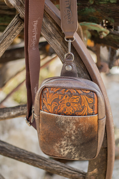 Speckled Hide/Tooled Sling Bag