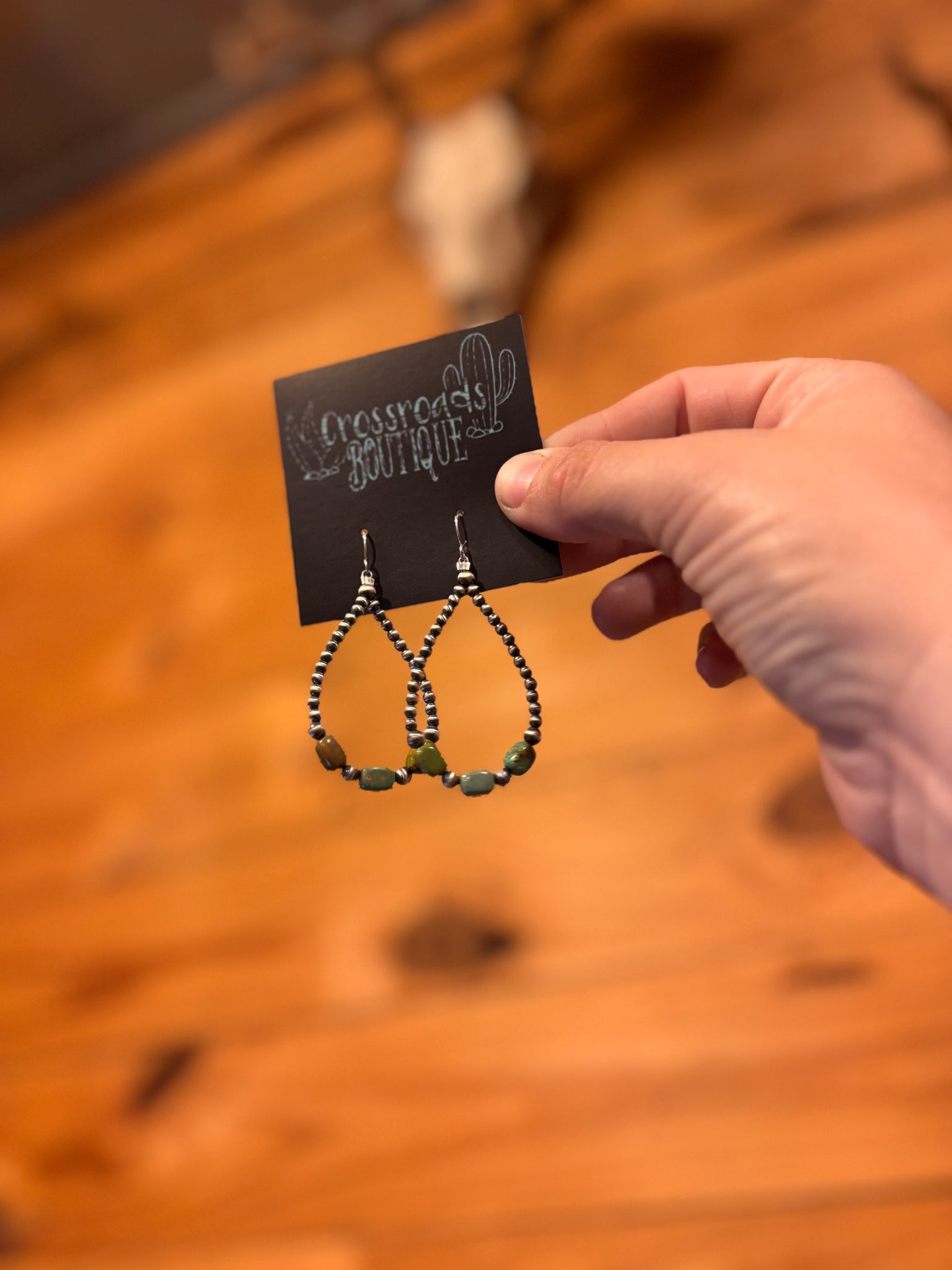 3MM & Green Turquoise Barrel Nugget Hoops