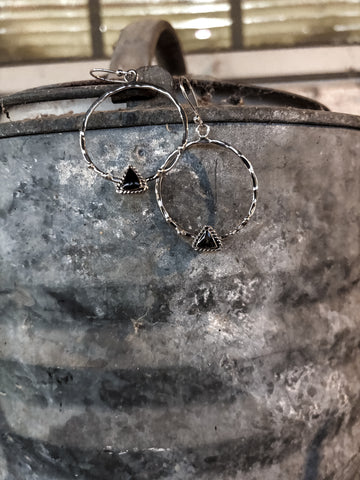 Triangle Hammered Hoop Earring