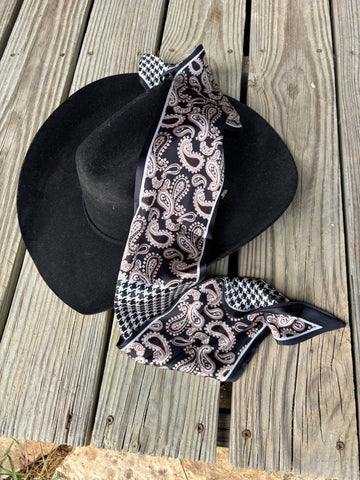 Black/Rust Paisley with Houndstooth Pattern Twilly