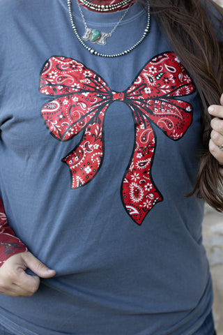 Denim Handkerchief Bow Tee