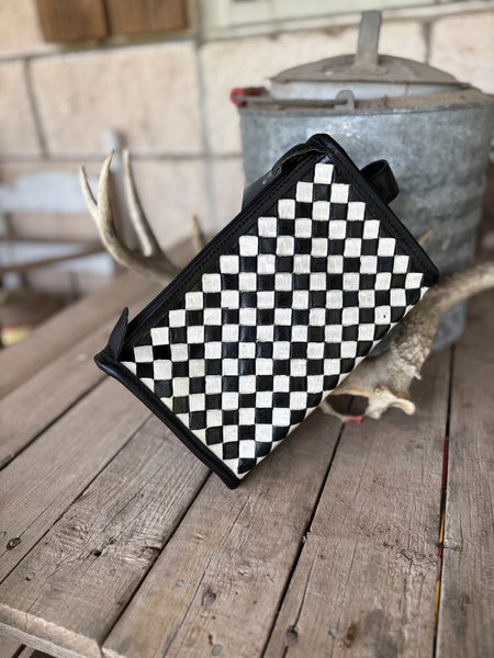 Black & White Checkered Cosmetic Bag