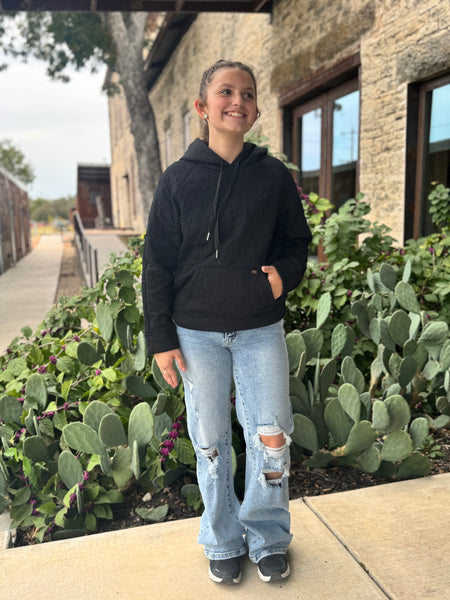 Black Quilted Hoodie