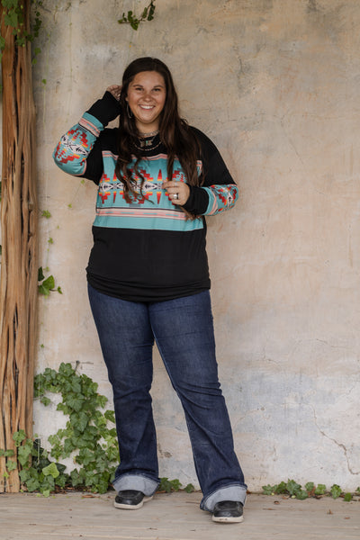 Turquoise Aztec Sunset Top