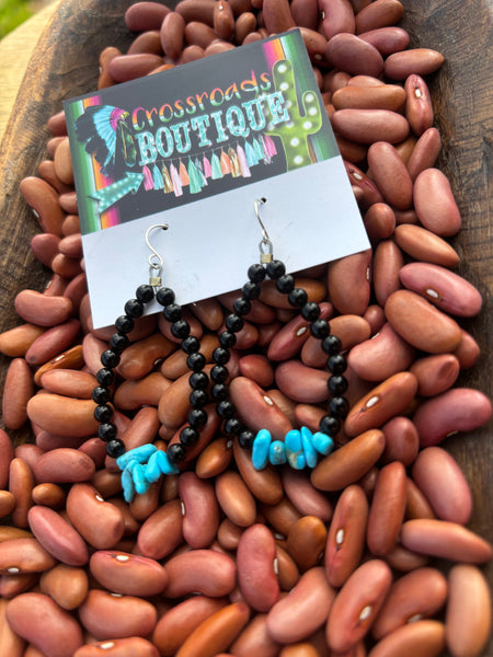 Onyx & Turquiose Beaded Earrings
