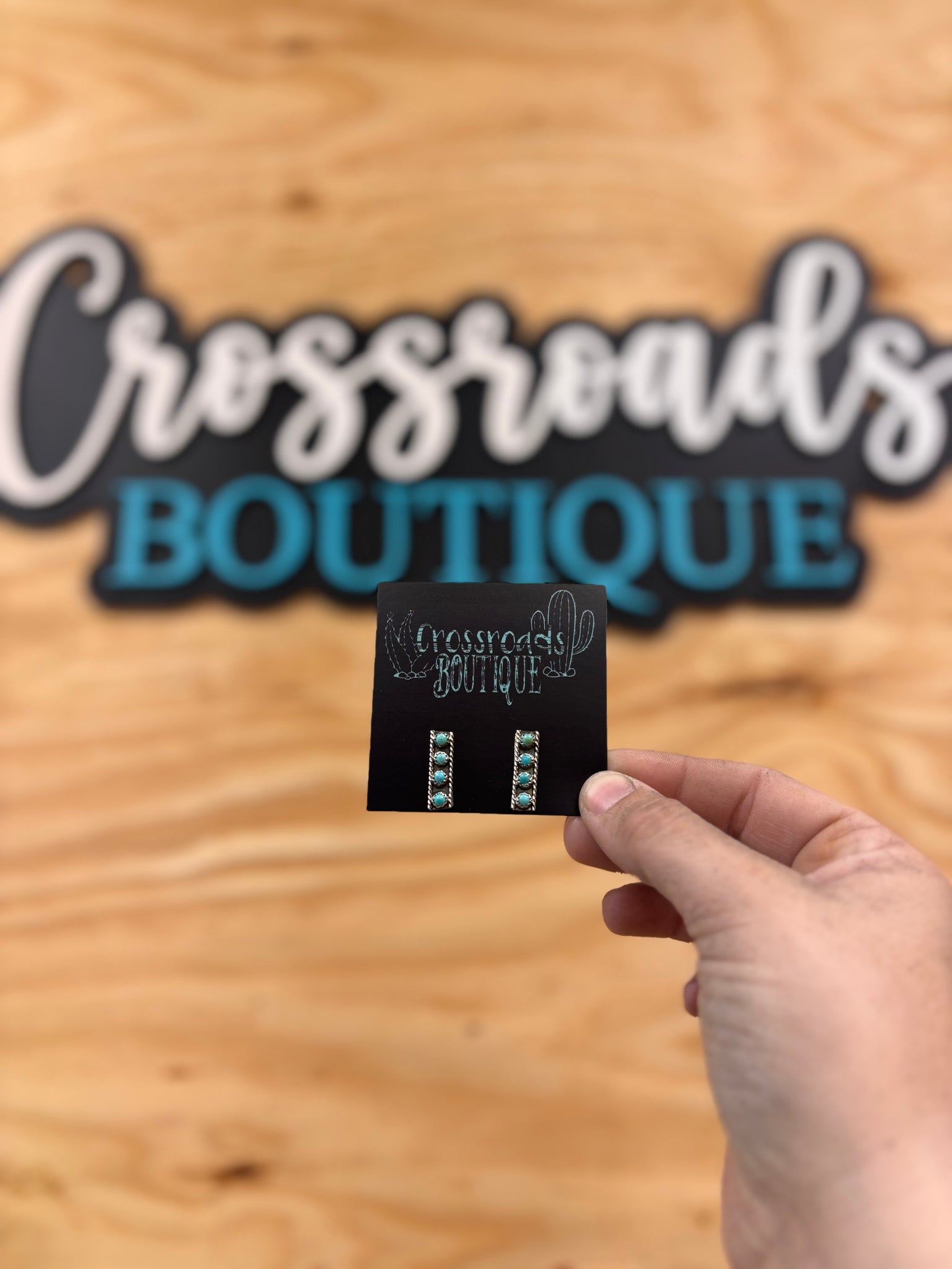 Zuni Style Bar Stud Earrings