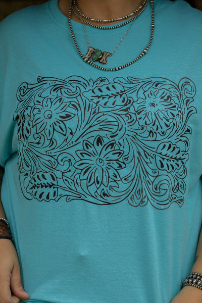 Turquoise Tooled Way Tee