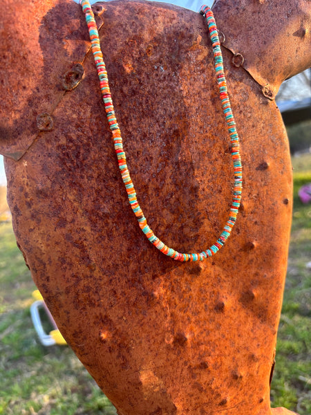 Spiney Turquoise Heishi Necklace