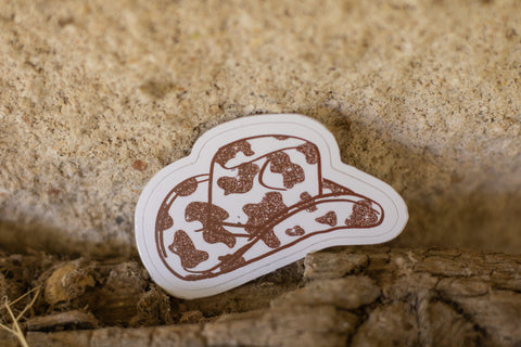 Cow Print Cowboy Hat/Desert Scene Sticker Duo