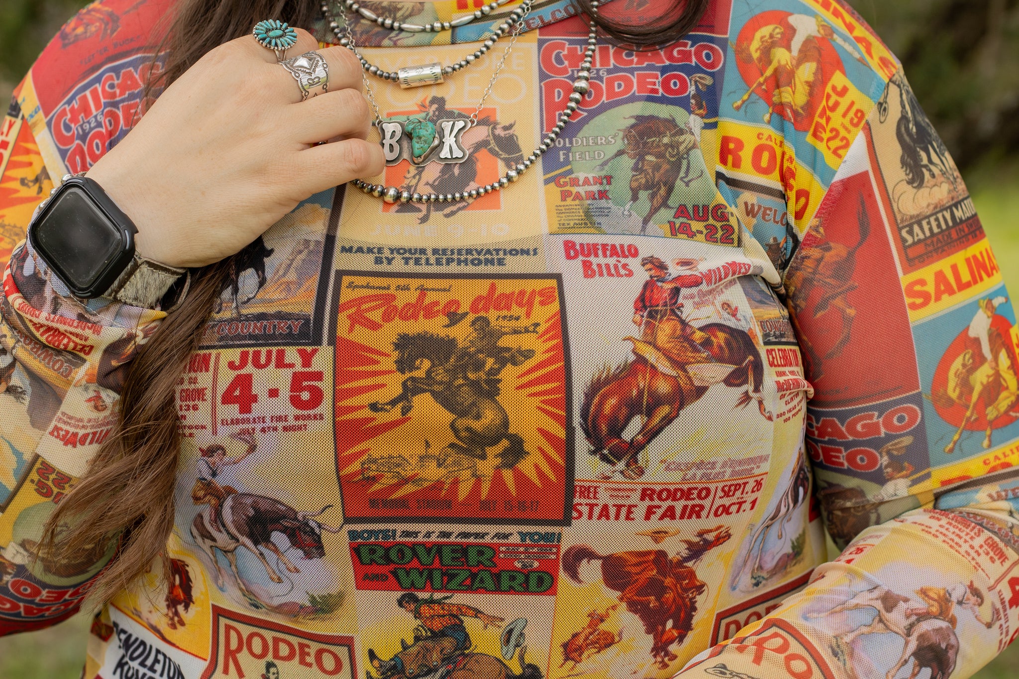 Kicking Rodeo Collage Mesh Top
