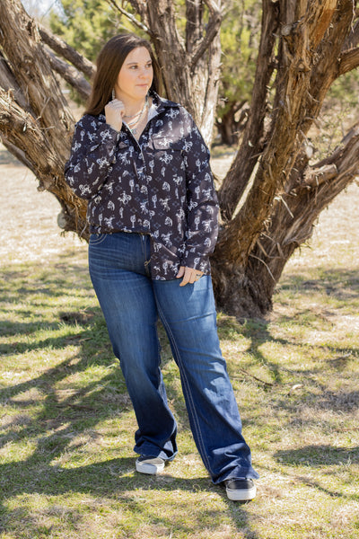 Black Bronc Cowboy Button Up