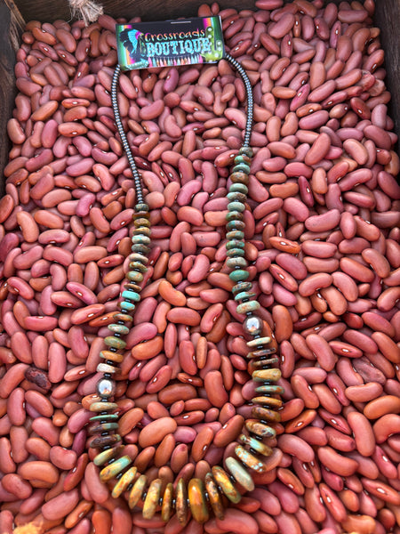 Graduated Turquoise with Sterling Silver Pearls