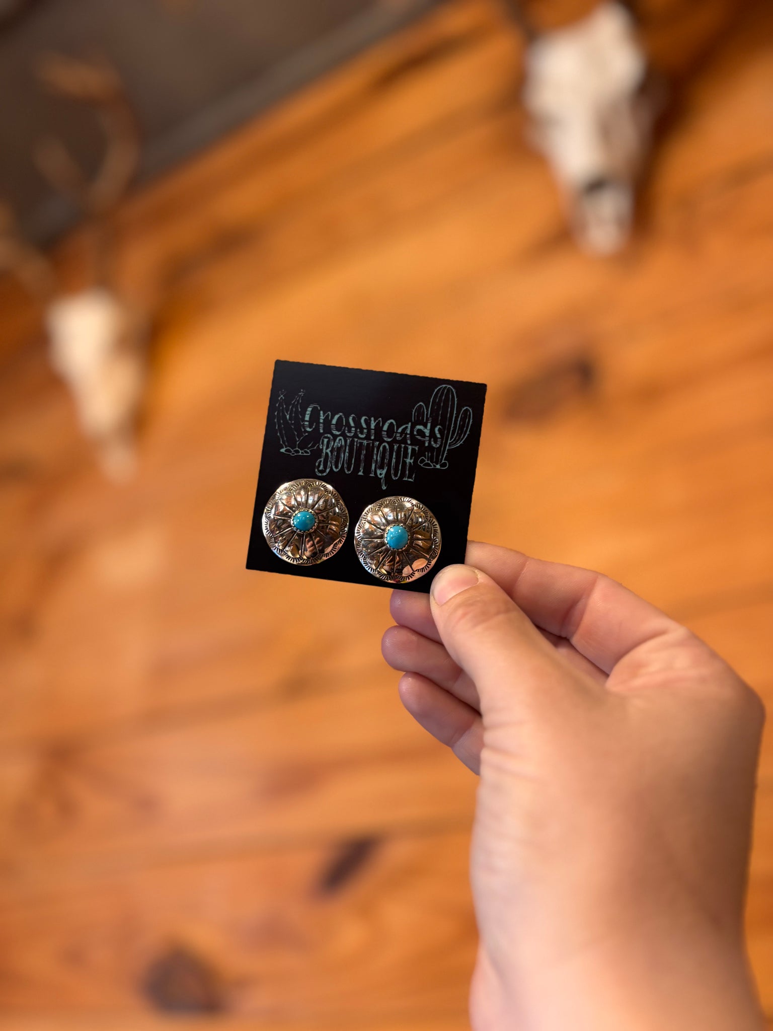 Southwest Large Concho Stud with Turquoise