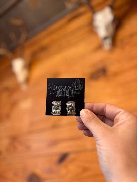 Sterling Silver Butterfly Conch Stud with Turquiose