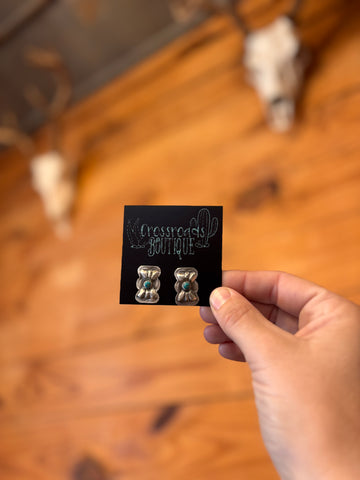 Sterling Silver Butterfly Conch Stud with Turquiose