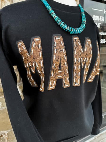 Tooled Leather Mama Crew Sweatshirt