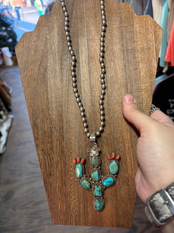 Tibet Large Cactus Pendant Necklace