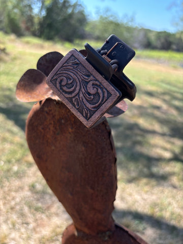 Tooled Leather on Brown Claw Clip