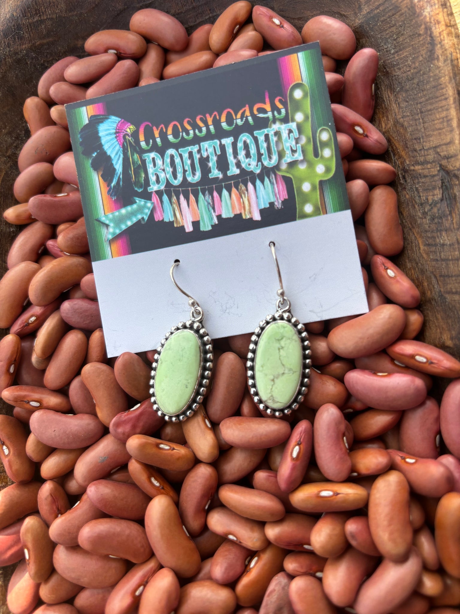 Prehnite Oval Dangle Earring