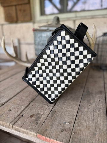 Black & White Checkered Cosmetic Bag