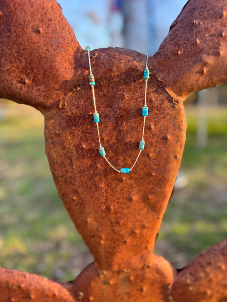 Liquid Silver & Turquoise Heishi Necklace