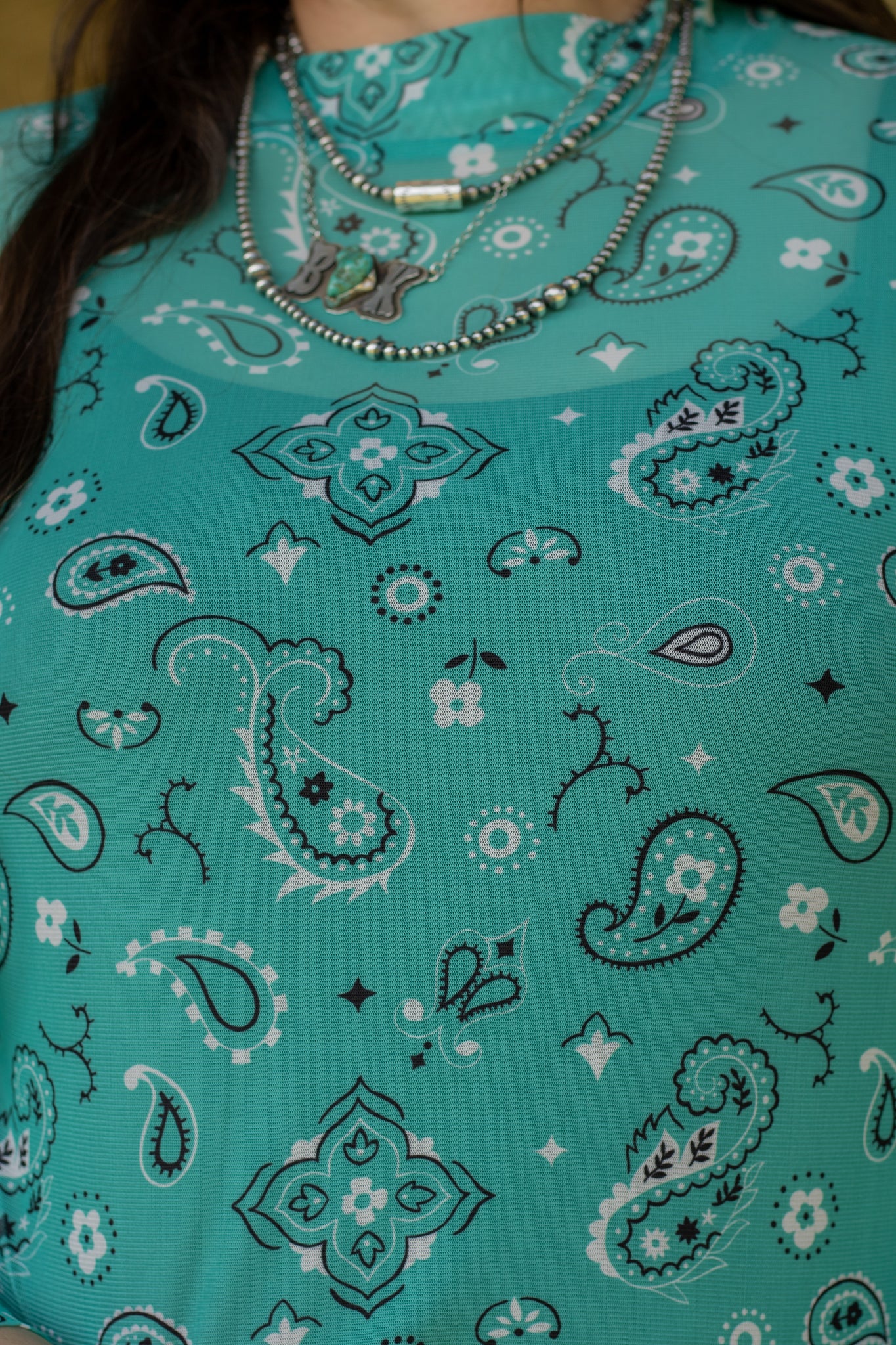 Turquoise KIDS Bandana Babe Mesh Top