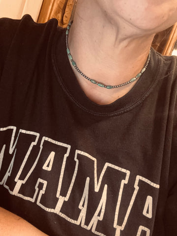 3MM & Green Barrel Turquoise Necklace