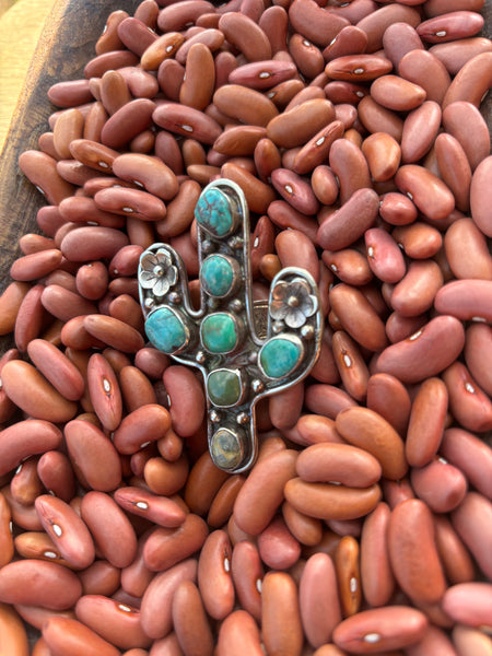 Tibet Genuine Turquoise Cactus Ring