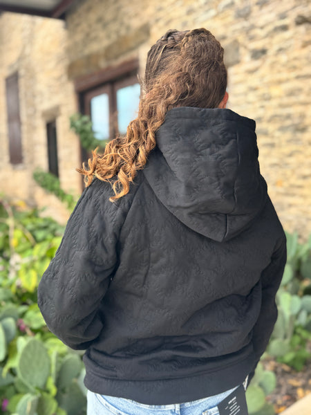 Black Quilted Hoodie