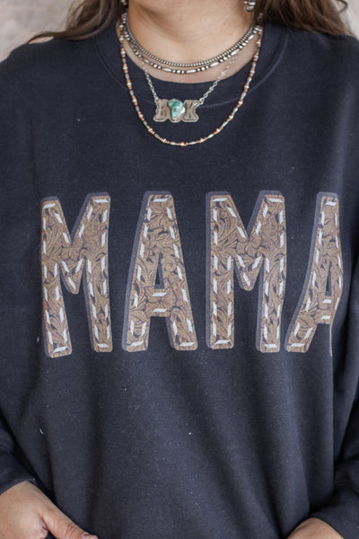 Tooled Leather Mama Crew Sweatshirt